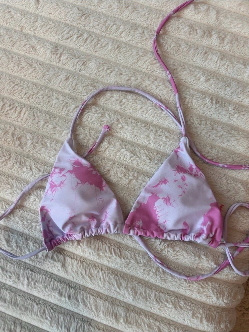 Romwe Pink Tie Dye Triangle Bikini Top